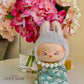 Cyan Daisy Mini Vietnamese Ao Dai Set for Labubu – Includes Pants & Pearl Necklace (Doll Not Included)