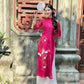 Fuchsia 3D Branches Ao Dai Set 1B