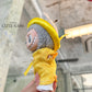 Yellow Gam Vietnamese Ao Dai Set for Labubu – Includes Pants & Round Headband (Doll Not Included)