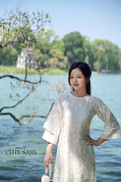 Shifted Mai Pearls Ao Dai Top Only, NO PANTS (5 Colors) FL 10A 10B, 11B 11C