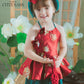 Girl Red Gold 3D Orchid Yem Ao Dai Set with Skirt and Headband
