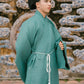 Ao Giao Linh Green - Crossed-Collared Robe