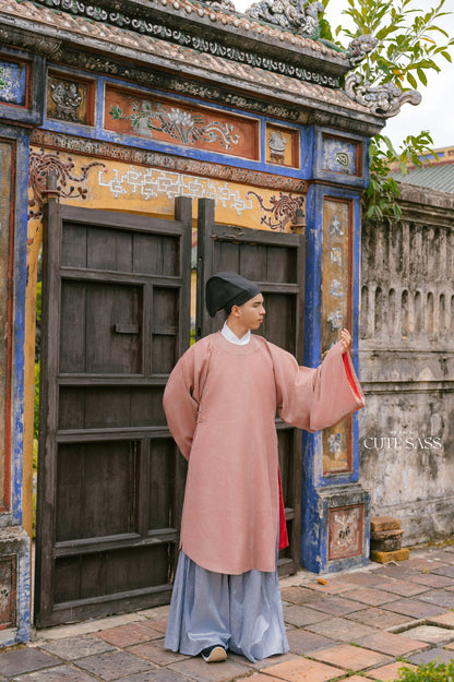 Ao Vien Linh Taupe - Round-Collared Robe