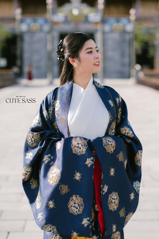 Ao Doi Kham Navy Blue - Parallel-Flapped Jacket