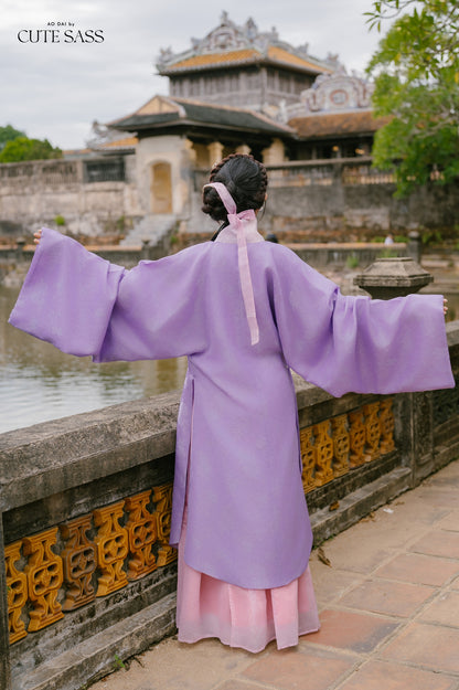 Ao Giao Linh Purple - Crossed-Collared Robe