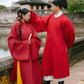 Ao Giao Linh Red - Crossed-Collared Robe