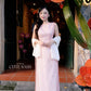 Linh Vy - Muse Light Pink Sleeveless Ao Dai Top Only and Shoulder Strings, No Pants