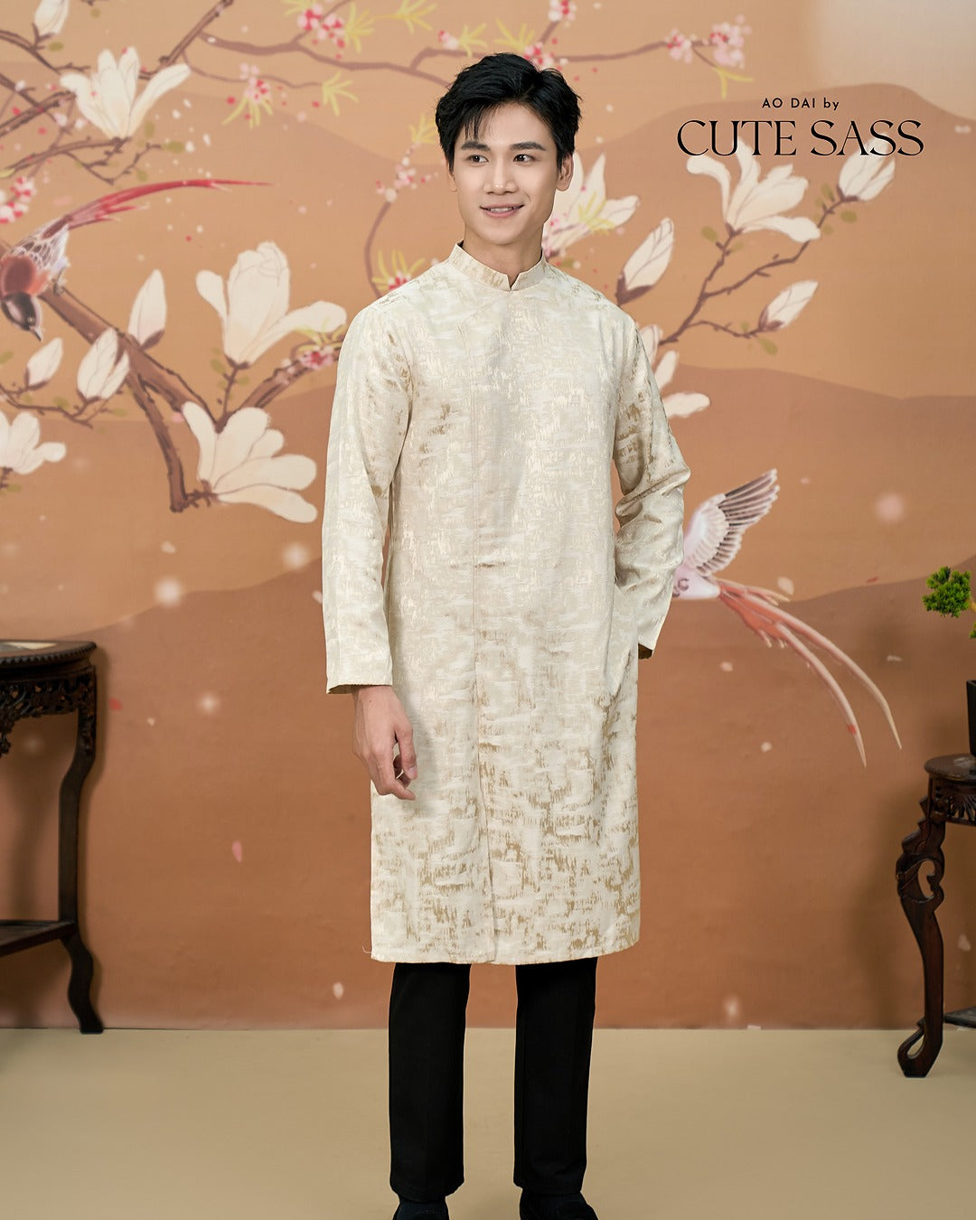 Nhu Y - Family Pink/Cream Lotus Embroidery Matching Ao Dai Set 25-26A