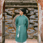 Ao Giao Linh Green - Crossed-Collared Robe