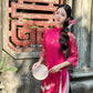 Fuchsia 3D Branches Ao Dai Set 1B