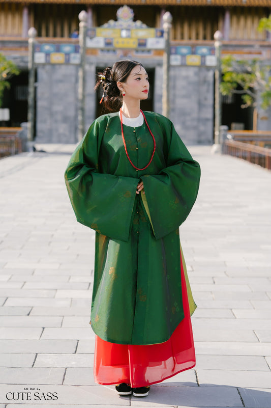 Ao Tu Dien Green - Four-Panel Robe