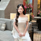 Linh Vy - Aura White Off the Shoulder Ao Dai Top Only, No Pants