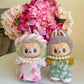 Cyan Daisy Mini Vietnamese Ao Dai Set for Labubu – Includes Pants & Pearl Necklace (Doll Not Included)
