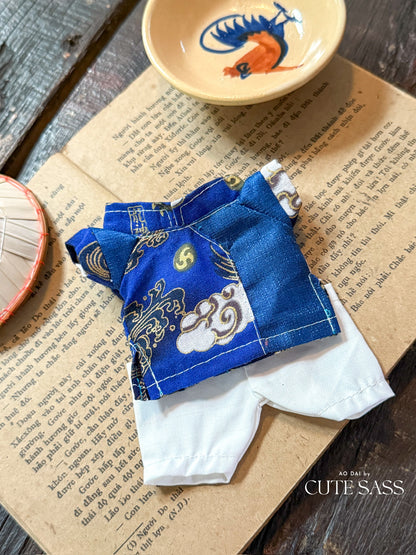 Blue Dragon Gam Vietnamese Ao Dai Set for Labubu – Includes Pants (Doll Not Included)