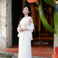 Linh Vy - Muse White Sleeveless Ao Dai Top Only and Shoulder Strings, No Pants