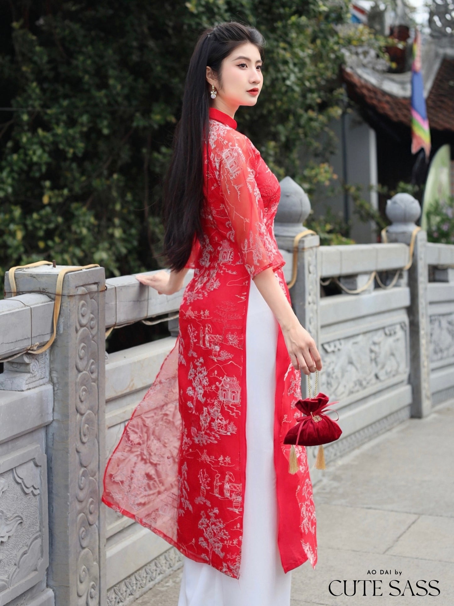 Tu Minh - Red Ao Dai Set 25C