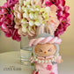 Pink Daisy Mini Vietnamese Ao Dai Set for Labubu – Includes Pants, Headband & Pearl Necklace (Doll Not Included)