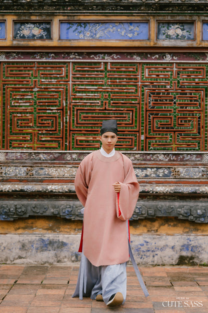 Ao Vien Linh Taupe - Round-Collared Robe