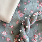 Green Mini Flowers Chiffon Ao Dai Set with Headband 18B