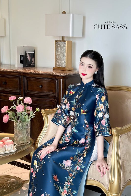 Blue Sparkle Garden Ao Dai Set 39c