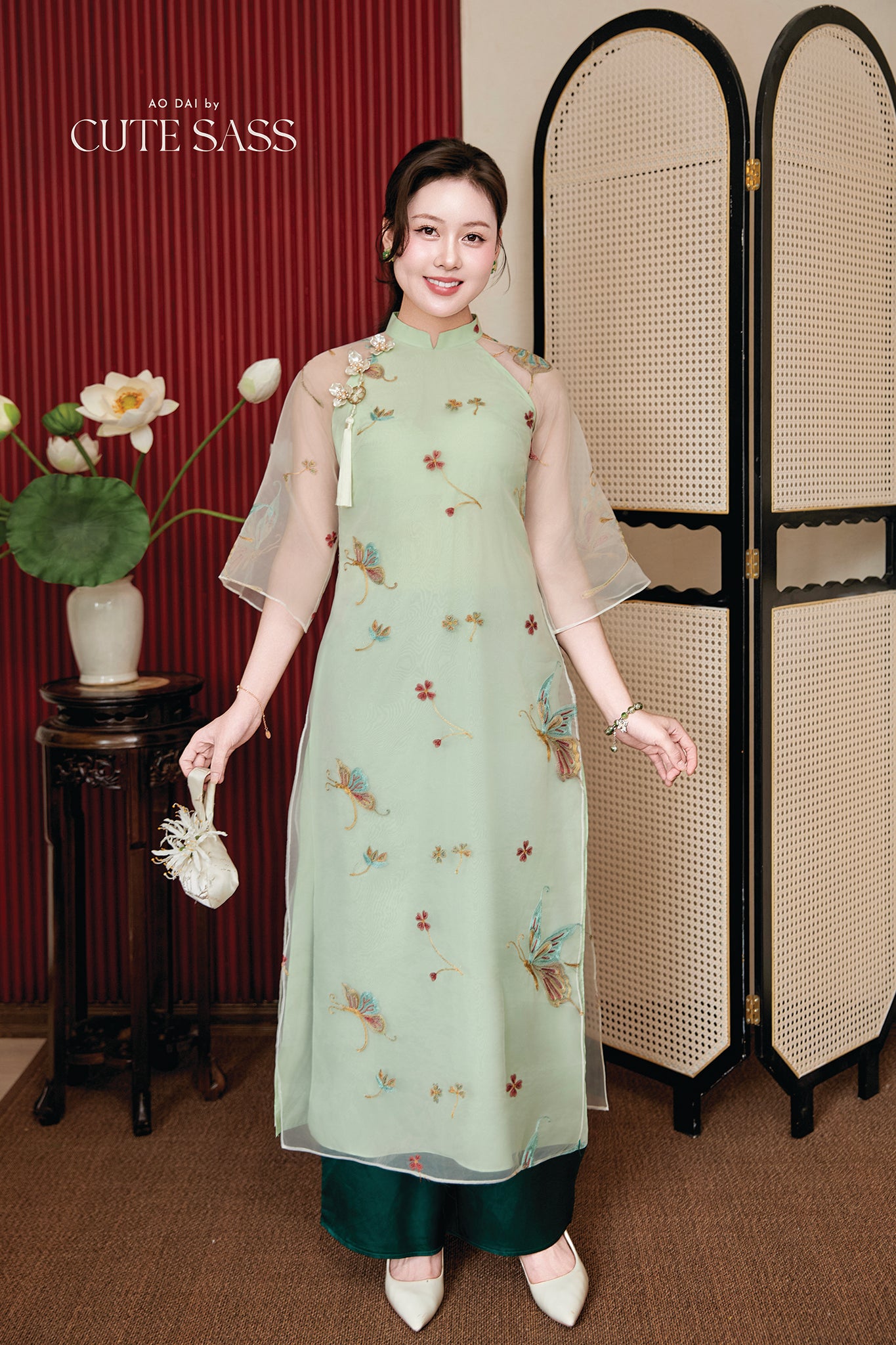 Gia Nghi - Family Green Butterfly Matching Ao Dai Set