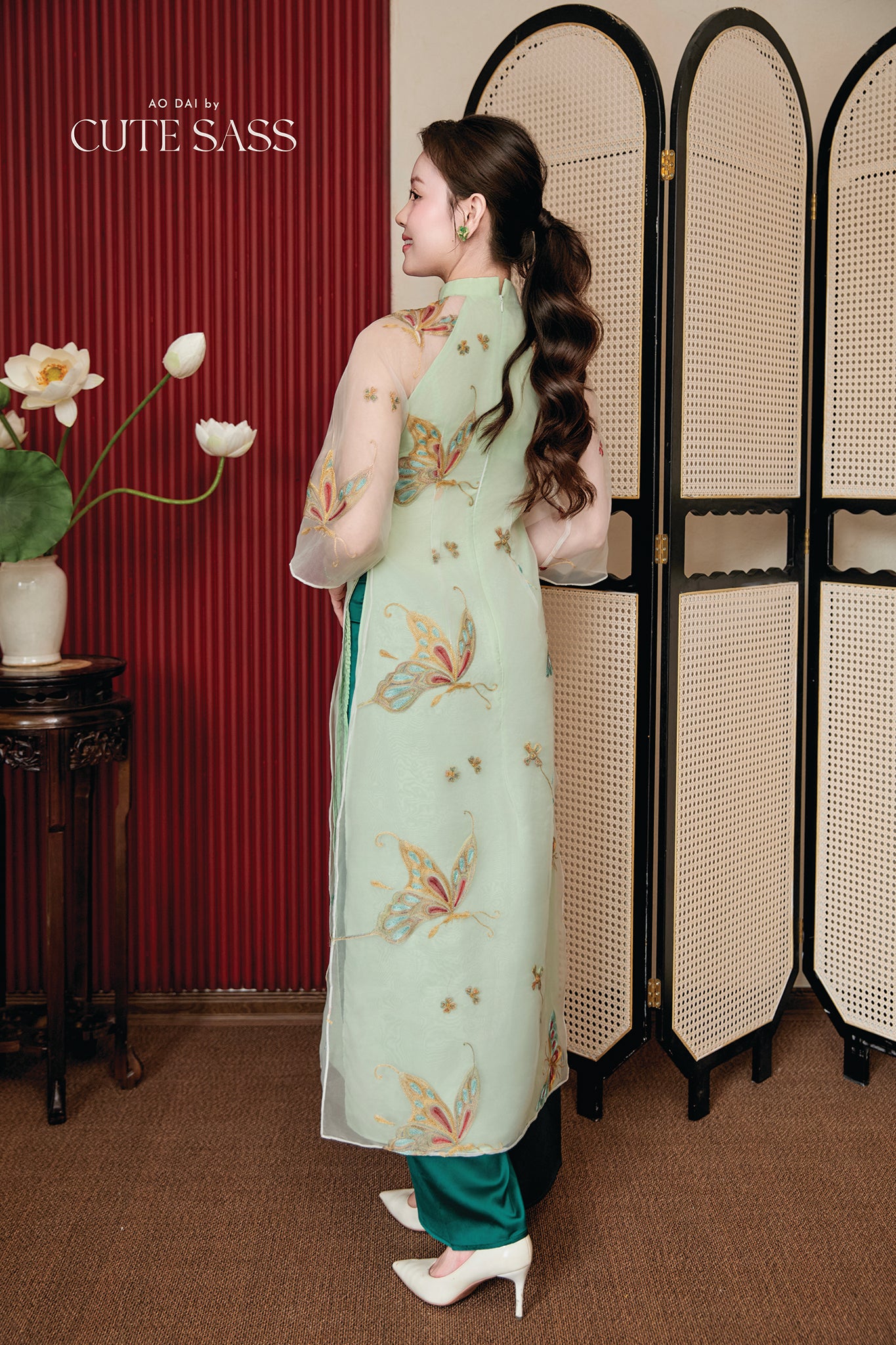 Gia Nghi - Family Green Butterfly Matching Ao Dai Set