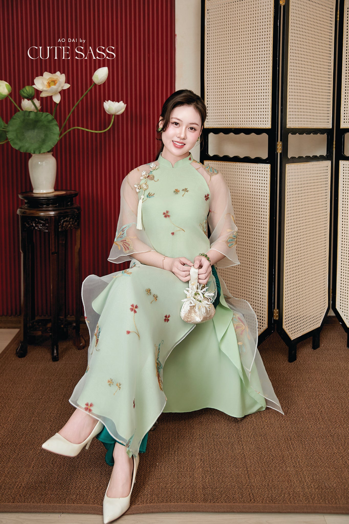 Gia Nghi - Family Green Butterfly Matching Ao Dai Set