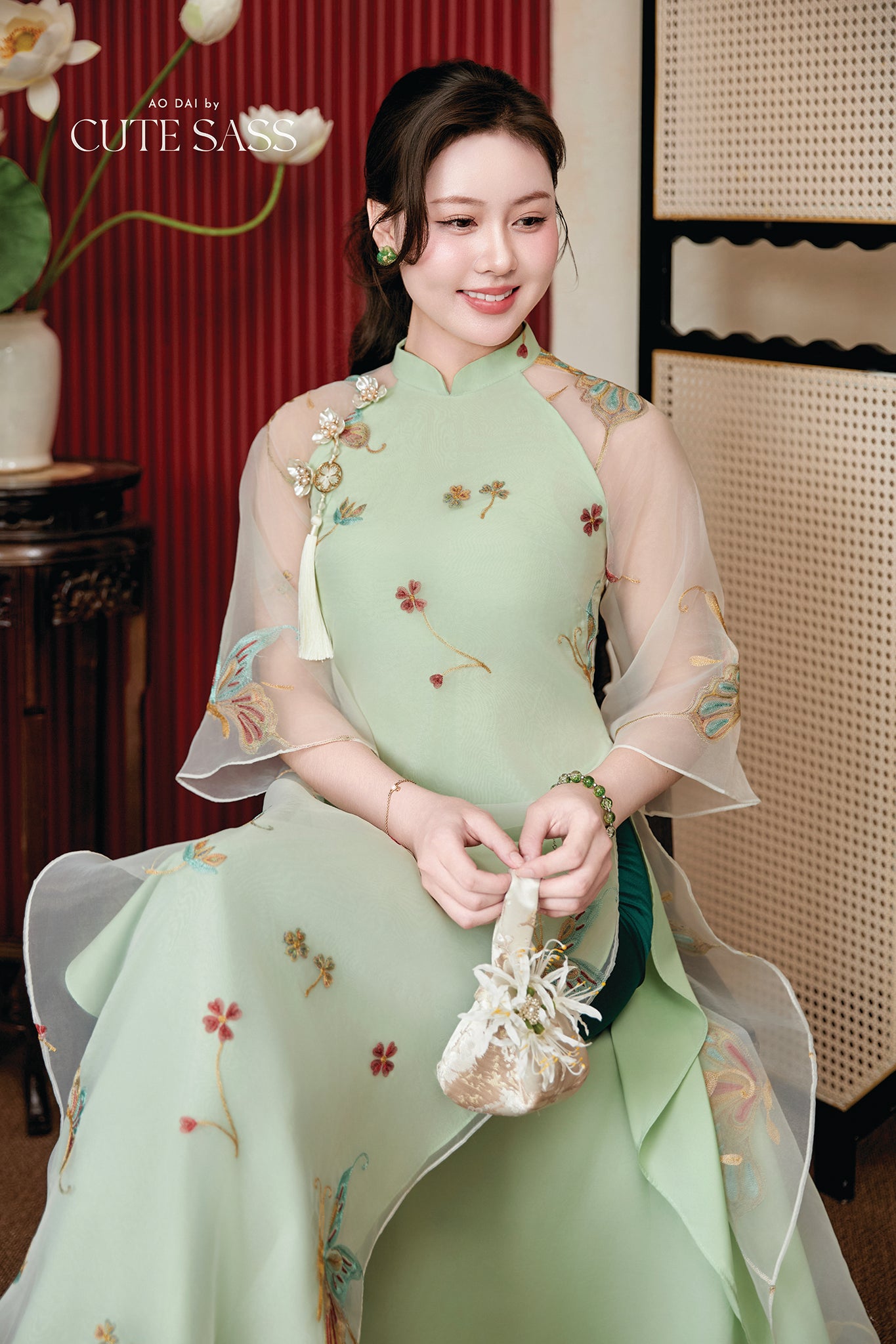 Gia Nghi - Family Green Butterfly Matching Ao Dai Set