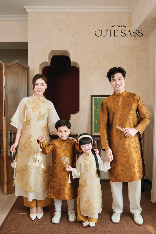 Gia Nghi - Family Gold Phoenix Matching Ao Dai Set