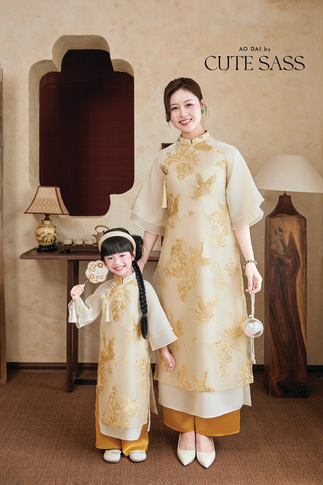 Gia Nghi - Family Gold Phoenix Matching Ao Dai Set