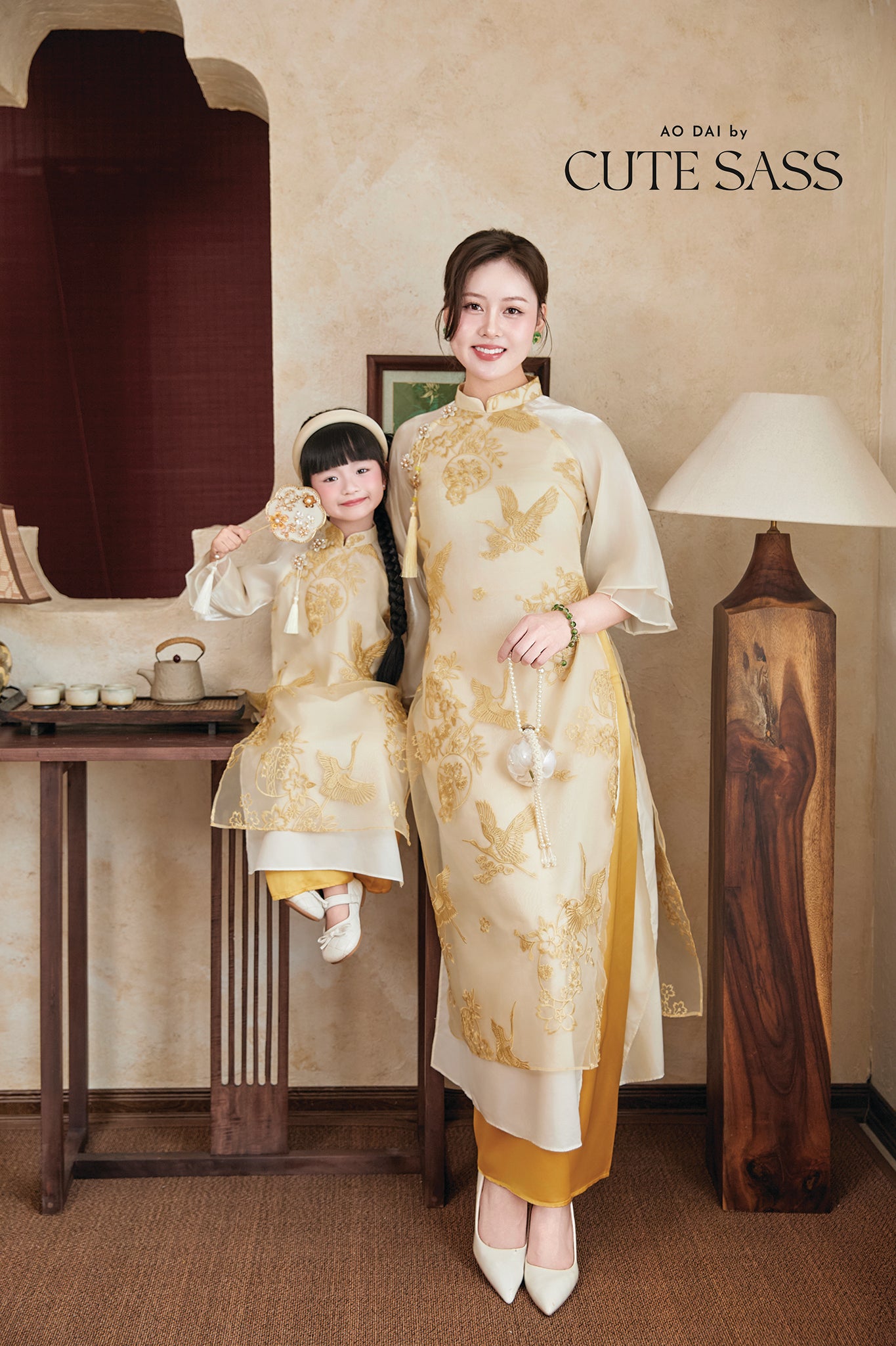 Gia Nghi - Family Gold Phoenix Matching Ao Dai Set