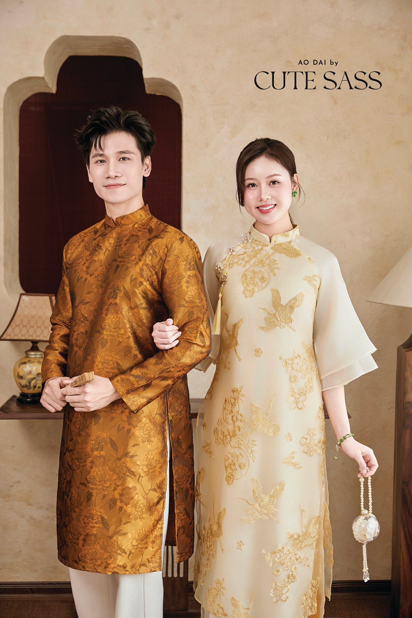 Gia Nghi - Family Gold Phoenix Matching Ao Dai Set