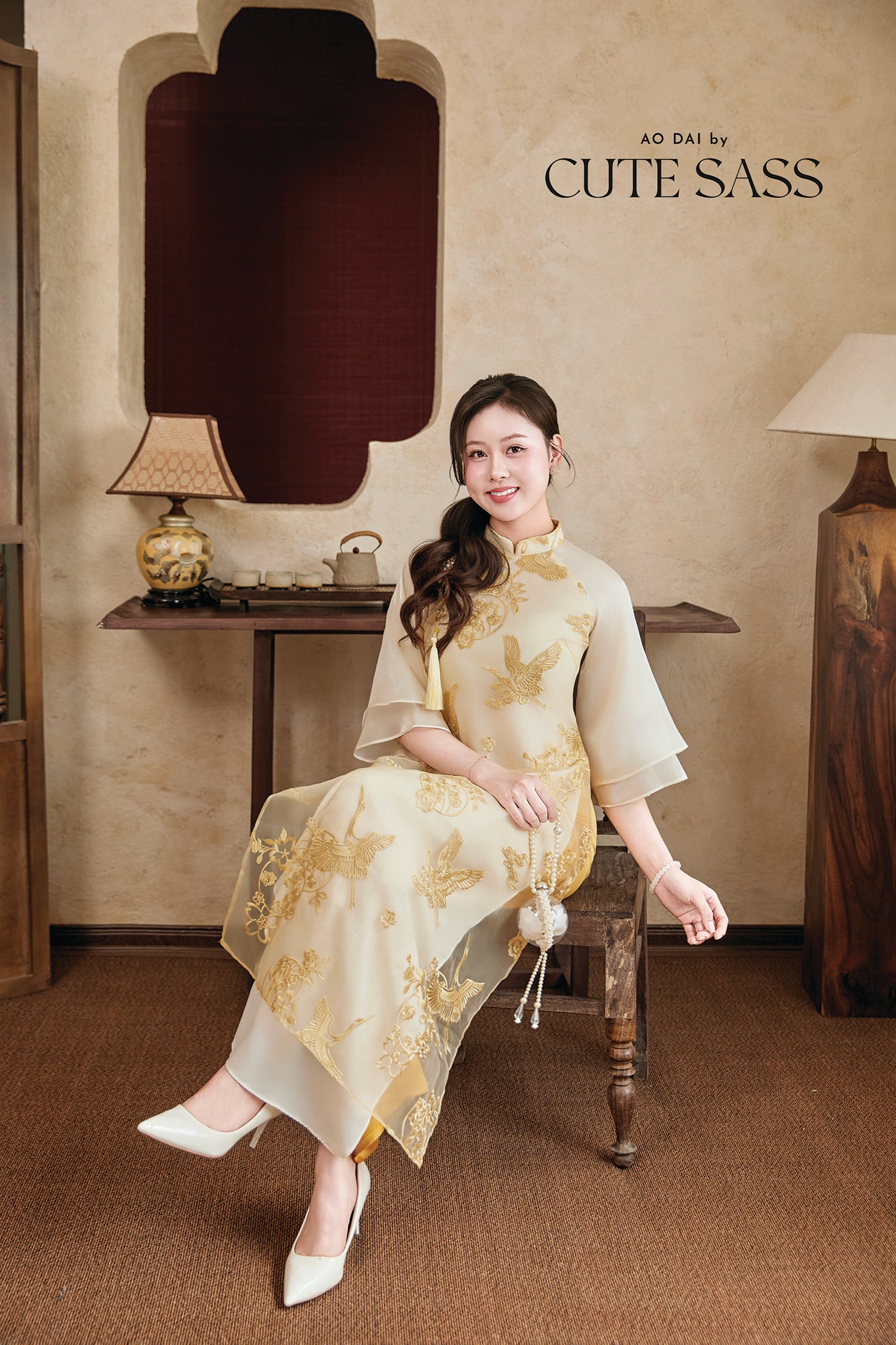 Gia Nghi - Family Gold Phoenix Matching Ao Dai Set