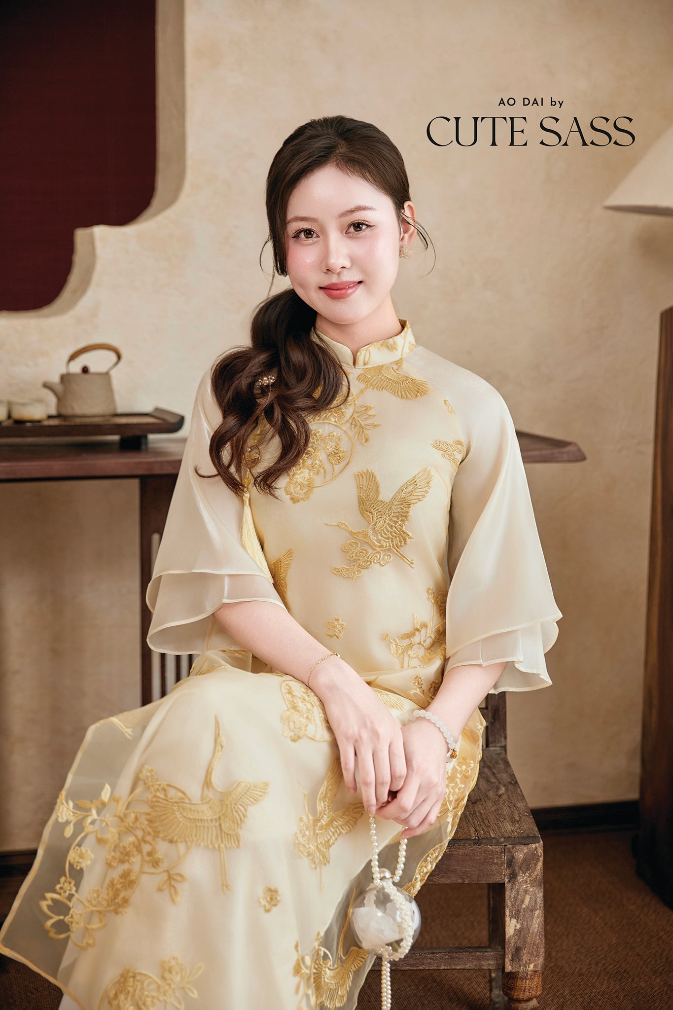 Gia Nghi - Family Gold Phoenix Matching Ao Dai Set