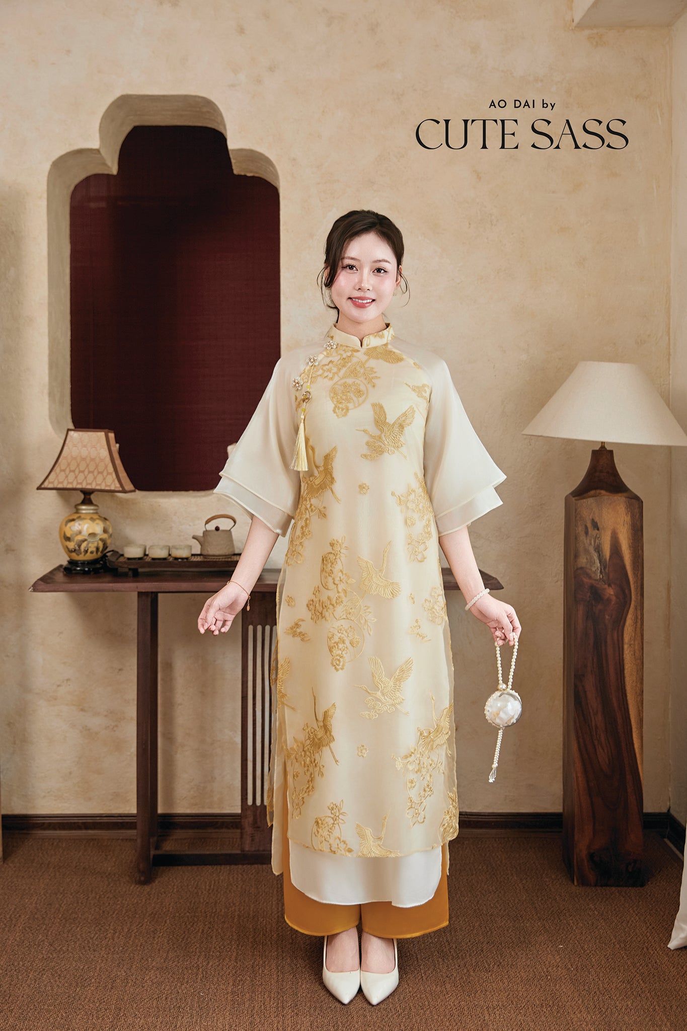 Gia Nghi - Family Gold Phoenix Matching Ao Dai Set