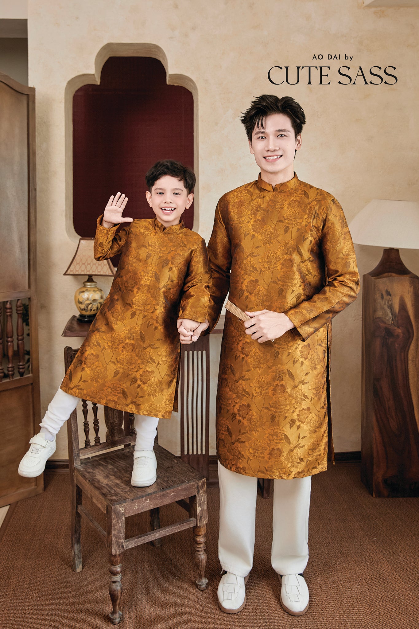Gia Nghi - Family Gold Phoenix Matching Ao Dai Set