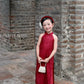 Linh Vy - Mom and Daughter Red Lace Sparkle Yem-Inspired Ao Dai Set