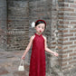 Linh Vy - Mom and Daughter Red Lace Sparkle Yem-Inspired Ao Dai Set