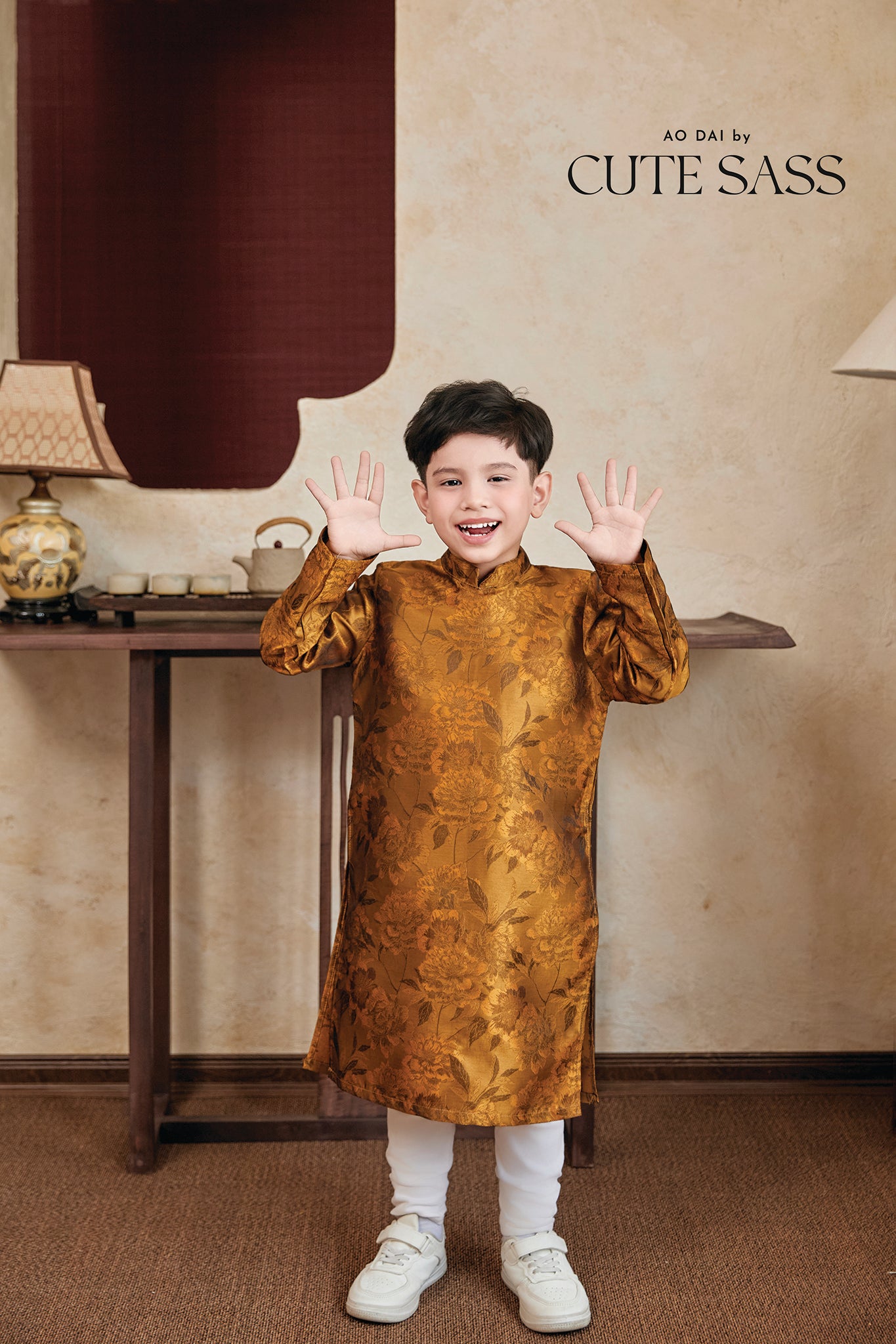 Gia Nghi - Family Gold Phoenix Matching Ao Dai Set