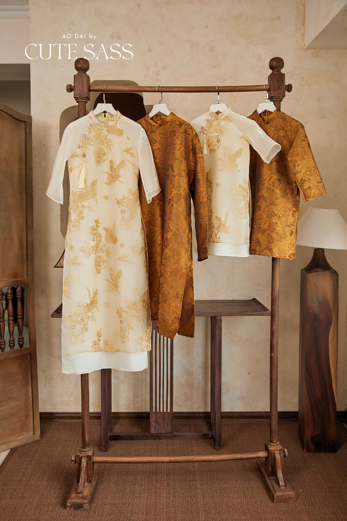 Gia Nghi - Family Gold Phoenix Matching Ao Dai Set