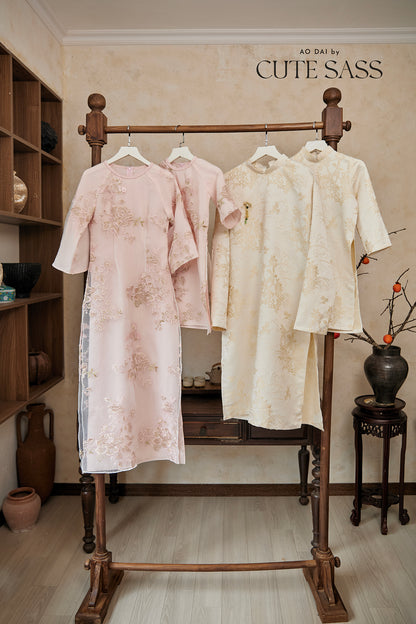 Gia Nghi - Family Cream Pink Peony Matching Ao Dai Set 61D/63C