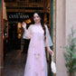 Lâm Anh - Fleur Pink Asymmetrical High Collar Embroidery Lotus Koi Chiffon Ao Dai Top Only, NO PANTS