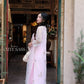 Lâm Anh - Fleur Pink Asymmetrical High Collar Embroidery Lotus Koi Chiffon Ao Dai Top Only, NO PANTS