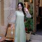 Lâm Anh - Rosette Light Green High Collar Embroidery Chrysanthemum Bow Sleeves Pearls Ao Dai Top Only, NO PANTS