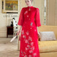 Red Cutout 3D Flowers Sparkle Ao Dai Set 28B