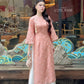 Nhu Mai - Peach/Coral Sparkle Ao Dai Set with Skirt 58E