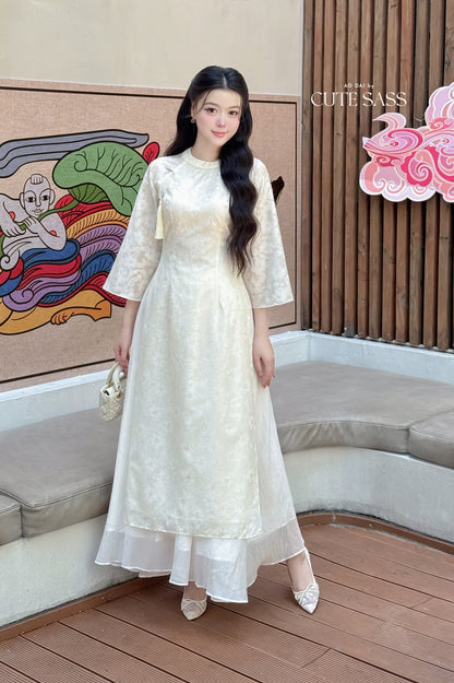 Nhu Mai - Cream Sparkle Ao Dai Set with Skirt 27D
