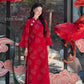 Nhu Mai - Shifted Red Shimmery Peony Ao Dai Top Only, NO PANTS 40C