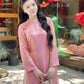 Nhu Mai - Pink Shimmery Chiffon Ao Dai Set 49E