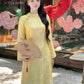 Nhu Mai - Yellow Shimmery Chiffon Ao Dai Set - 57E